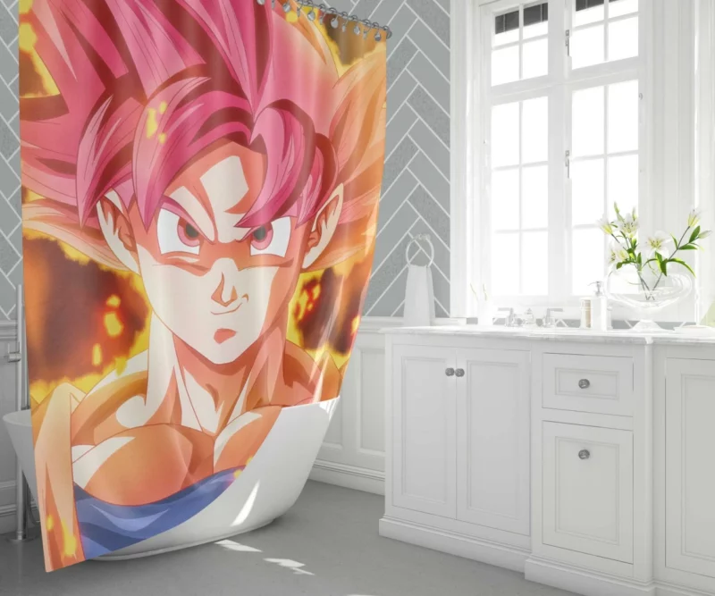 Dragon Ball Super Godku Rises Anime Shower Curtain 1