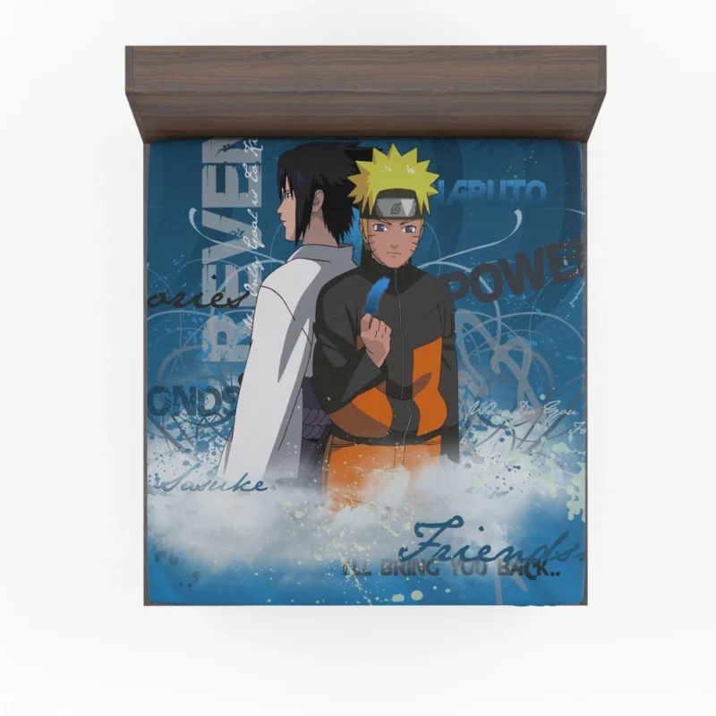 Dynamic Duo Naruto and Sasuke Anime Fitted Sheet