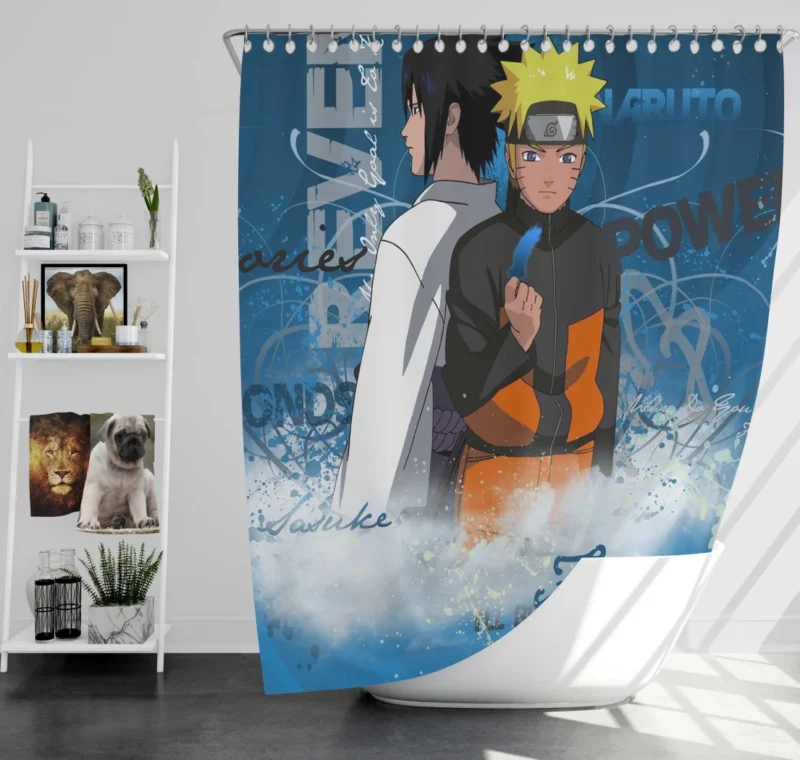 Dynamic Duo Naruto and Sasuke Anime Shower Curtain