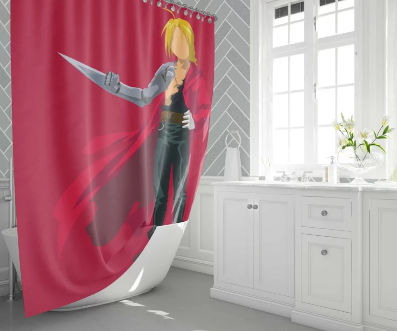 Edward Elric Minimalist Hero Anime Shower Curtain 1