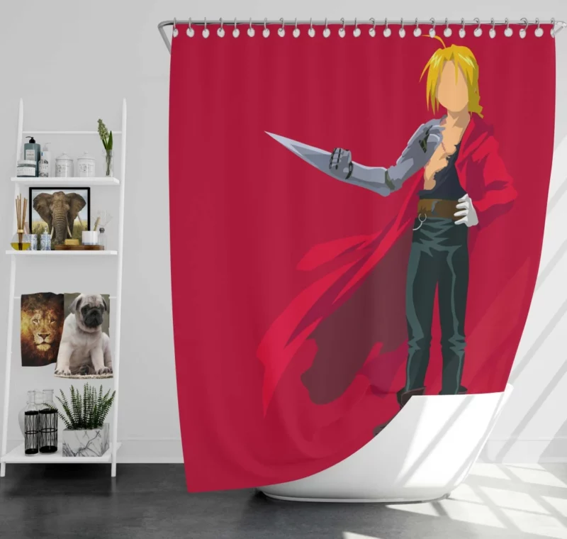 Edward Elric Minimalist Hero Anime Shower Curtain