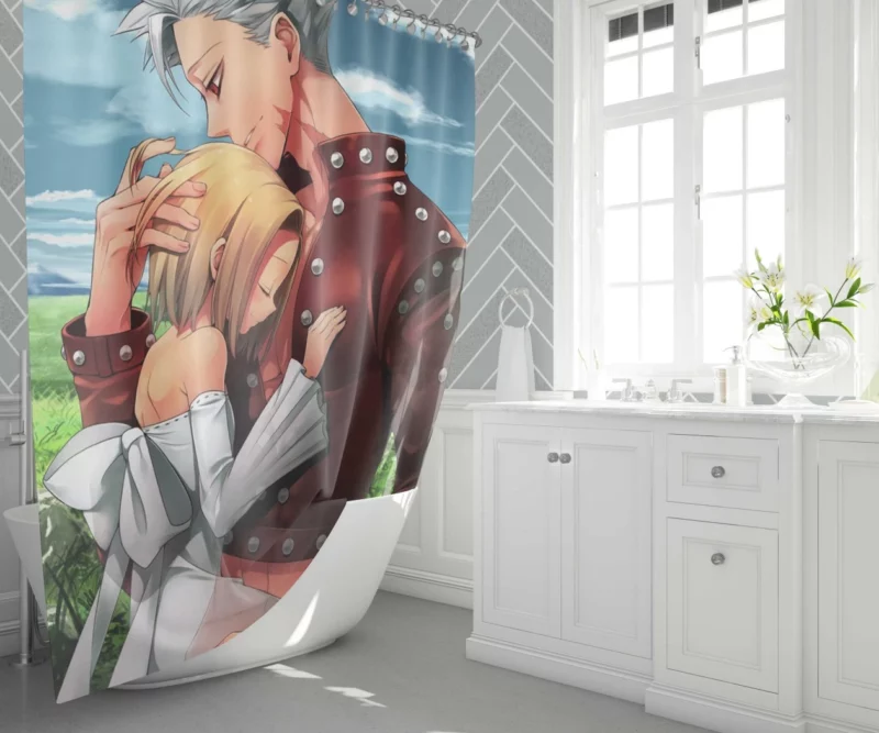 Elaine and Ban Unbreakable Bond Anime Shower Curtain 1