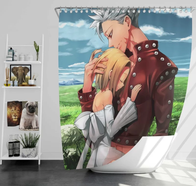 Elaine and Ban Unbreakable Bond Anime Shower Curtain