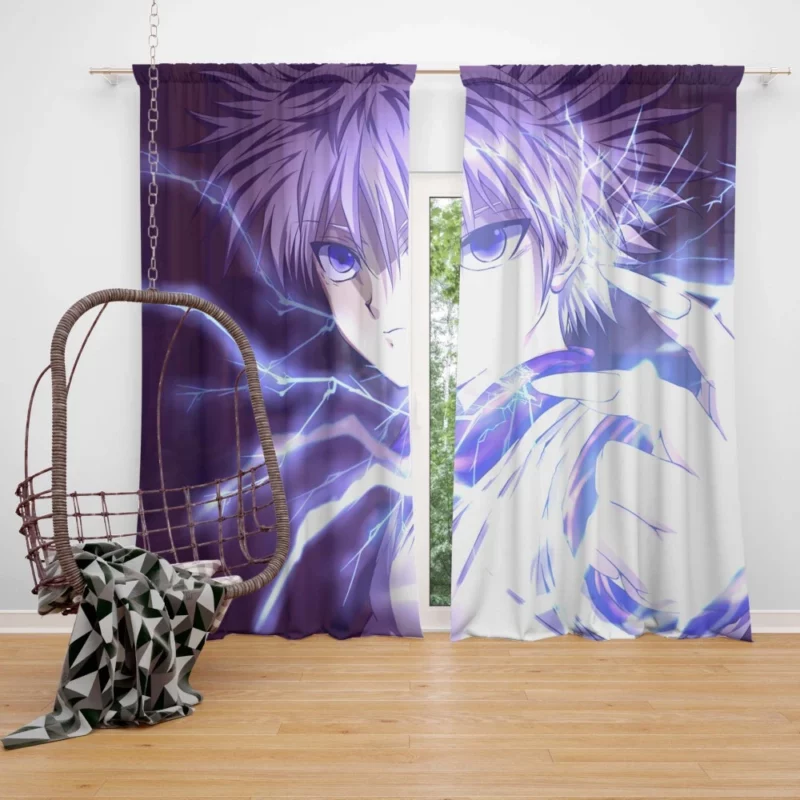 Electrifying Moments Killua Lightning Anime Curtain