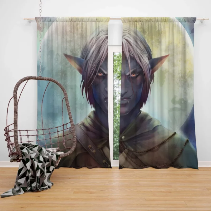 Elegant Elf Moonlight Guardian Anime Curtain