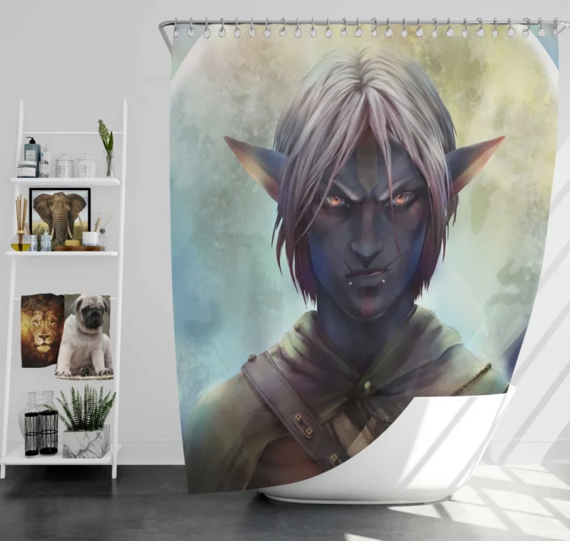 Elegant Elf Moonlight Guardian Anime Shower Curtain