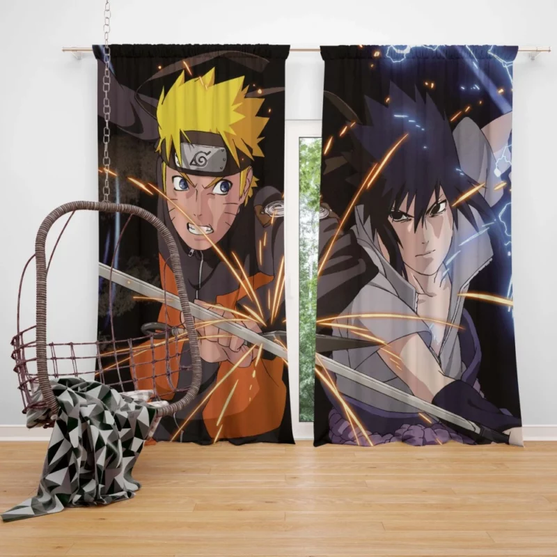 Epic Showdown Naruto vs Sasuke Anime Curtain