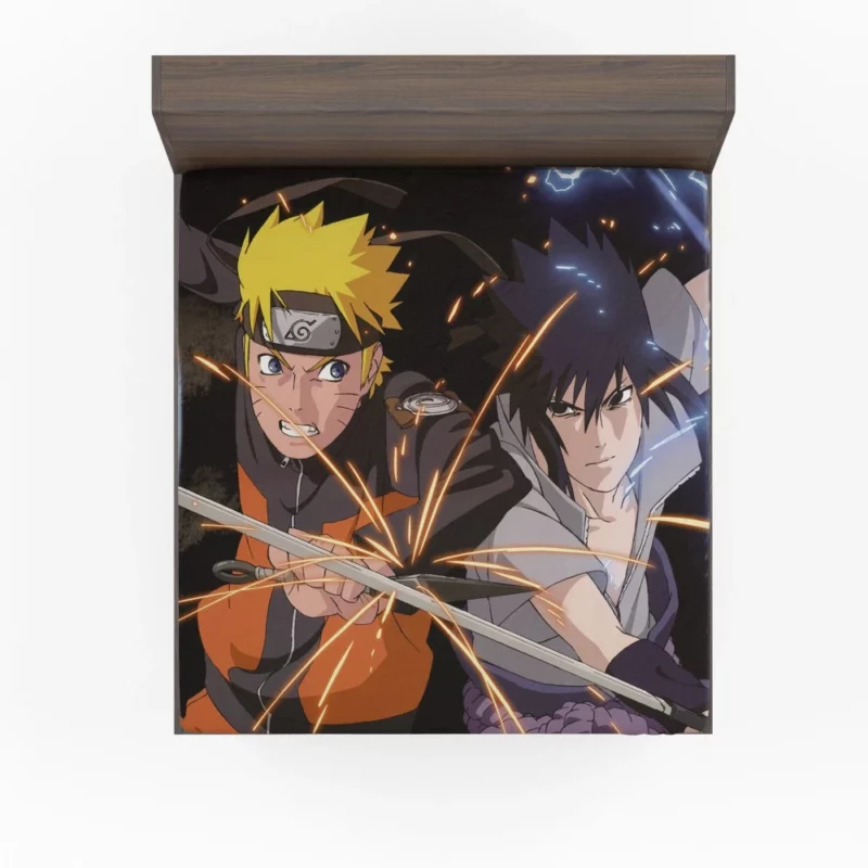 Epic Showdown Naruto vs Sasuke Anime Fitted Sheet