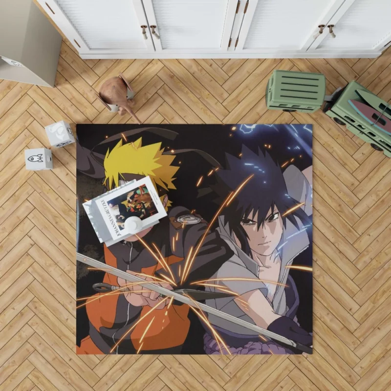 Epic Showdown Naruto vs Sasuke Anime Rug