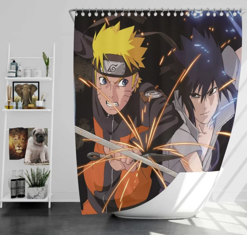 Epic Showdown Naruto vs Sasuke Anime Shower Curtain
