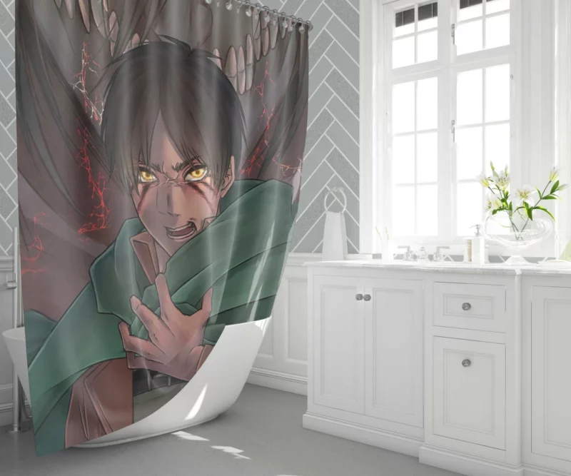 Eren Anime Attack On Titan Eren Yeager Titan Shower Curtain 1