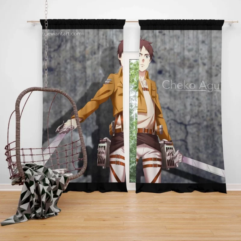 Eren Yeager Beyond the Walls Anime Curtain