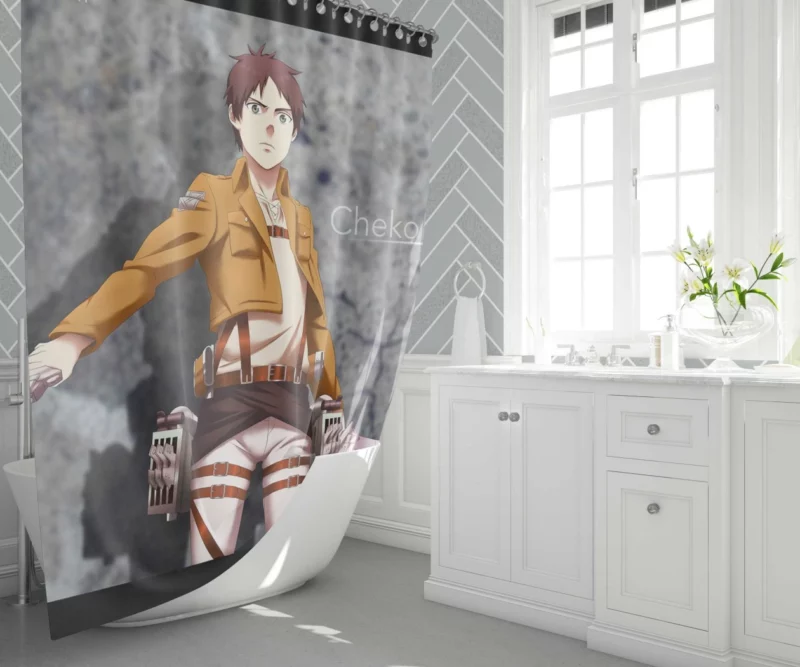 Eren Yeager Beyond the Walls Anime Shower Curtain 1