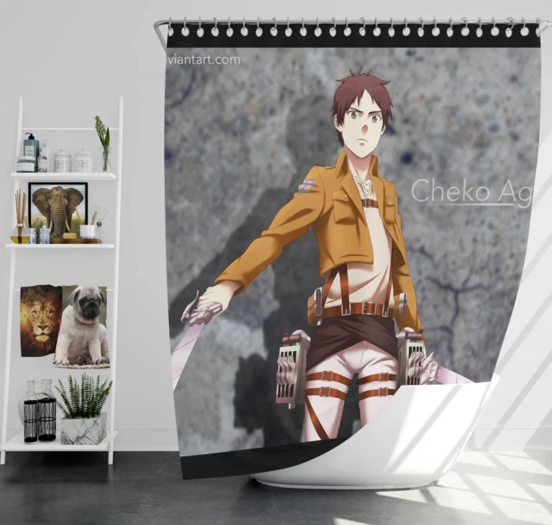 Eren Yeager Beyond the Walls Anime Shower Curtain