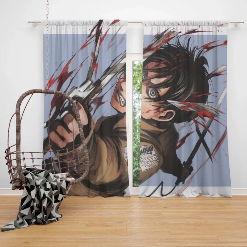 Eren Yeager Deadly Determination Anime Curtain