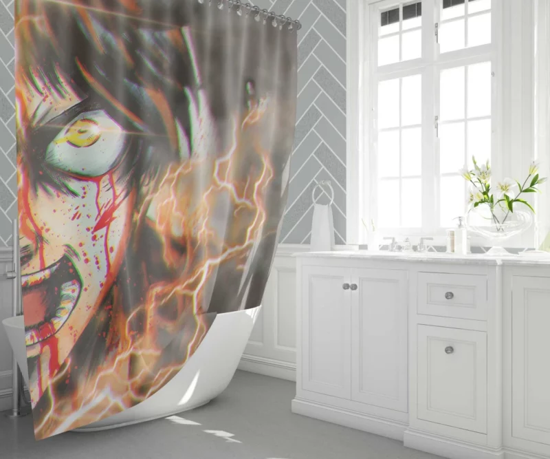 Eren Yeager Heroic Stand Anime Shower Curtain 1