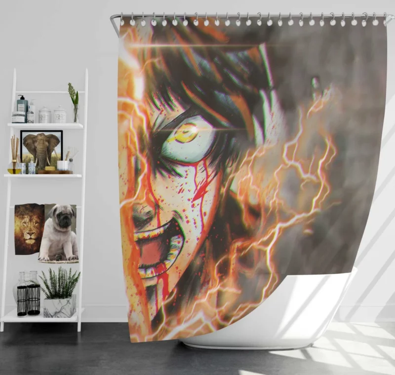 Eren Yeager Heroic Stand Anime Shower Curtain