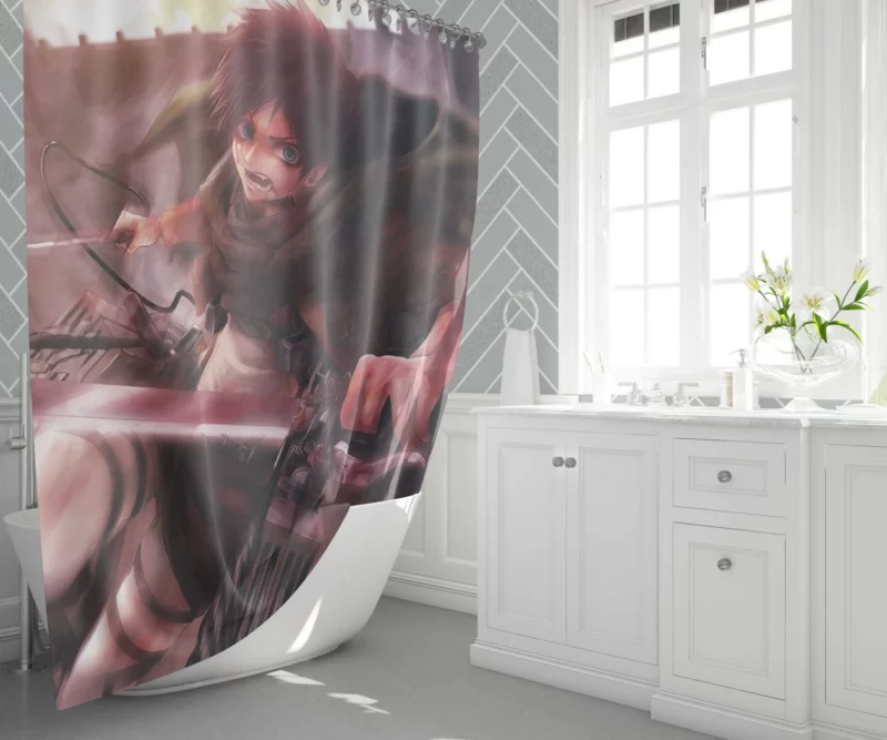 Eren Yeager Humanity Avenger Anime Shower Curtain 1