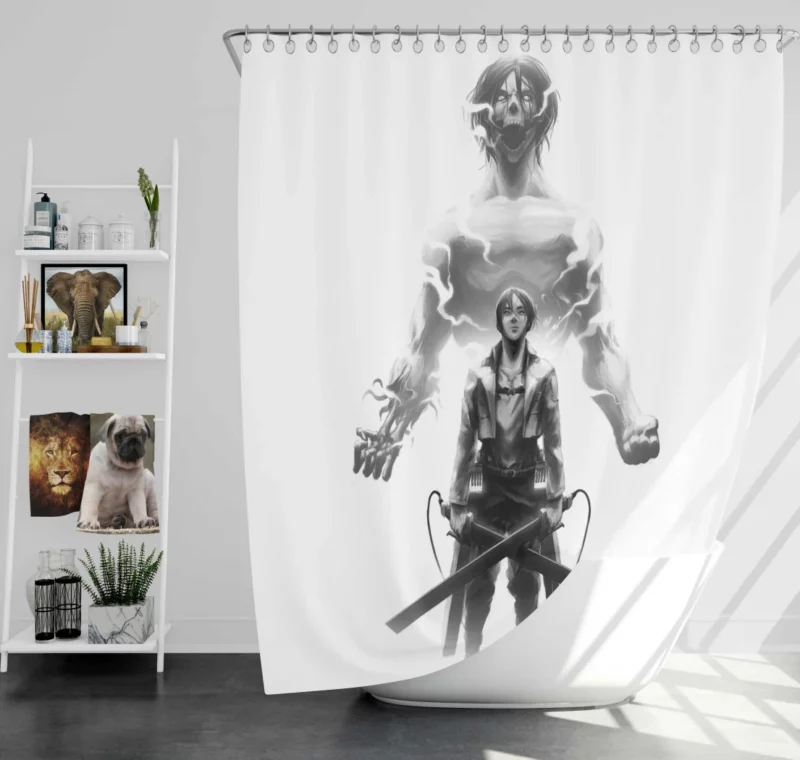 Eren Yeager Strive for Survival Anime Shower Curtain