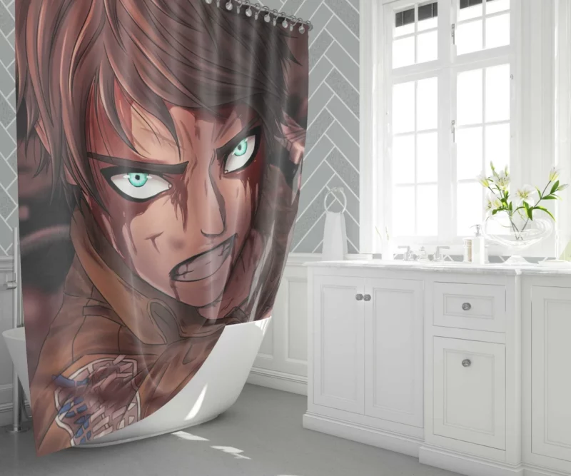 Eren Yeager Striving for Freedom Anime Shower Curtain 1