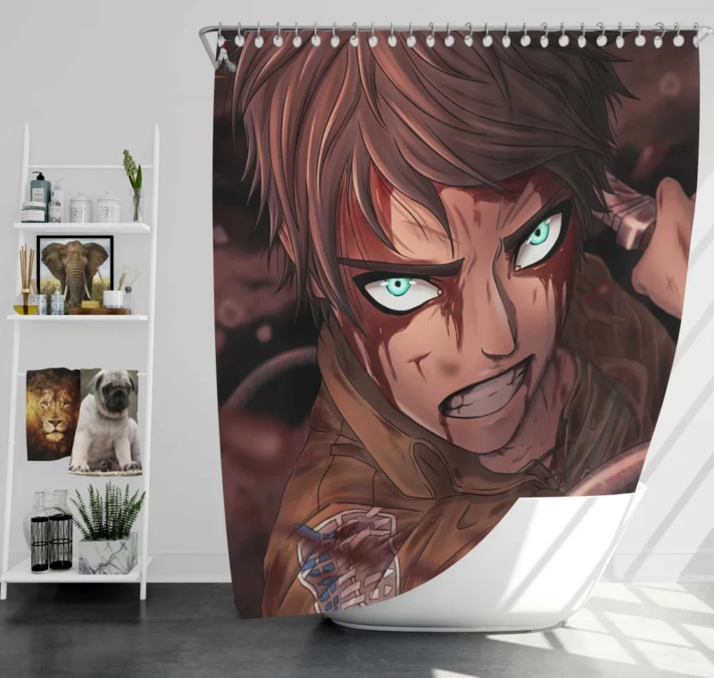 Eren Yeager Striving for Freedom Anime Shower Curtain