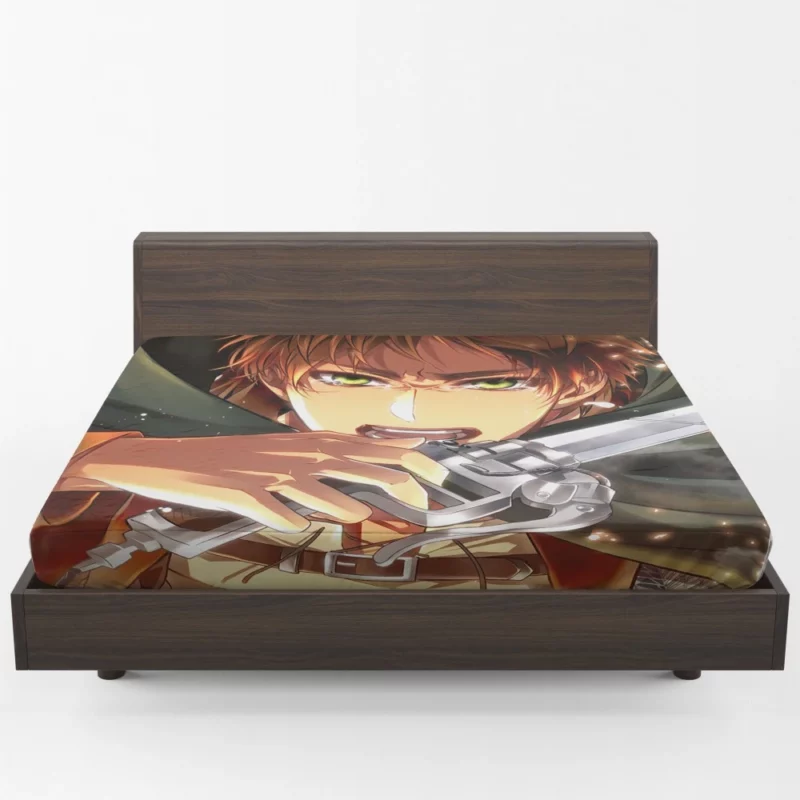 Eren Yeager Struggle Unleashed Anime Fitted Sheet 1