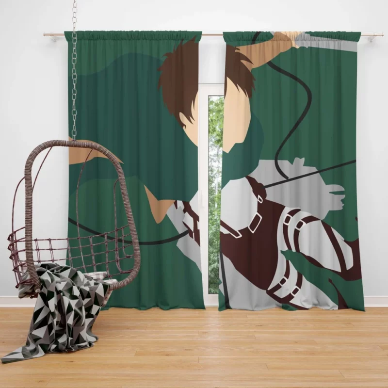 Eren Yeager Struggle and Strength Anime Curtain