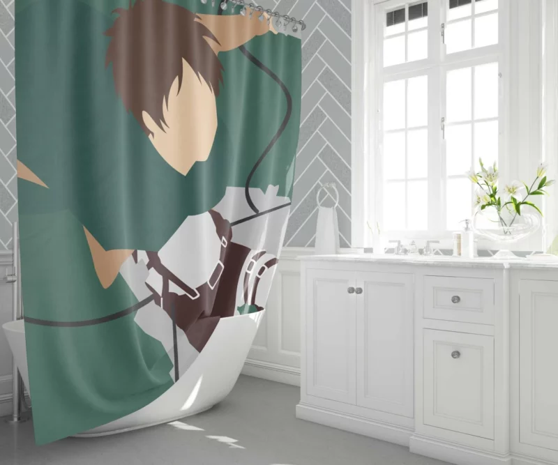 Eren Yeager Struggle and Strength Anime Shower Curtain 1