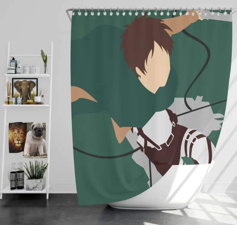 Eren Yeager Struggle and Strength Anime Shower Curtain