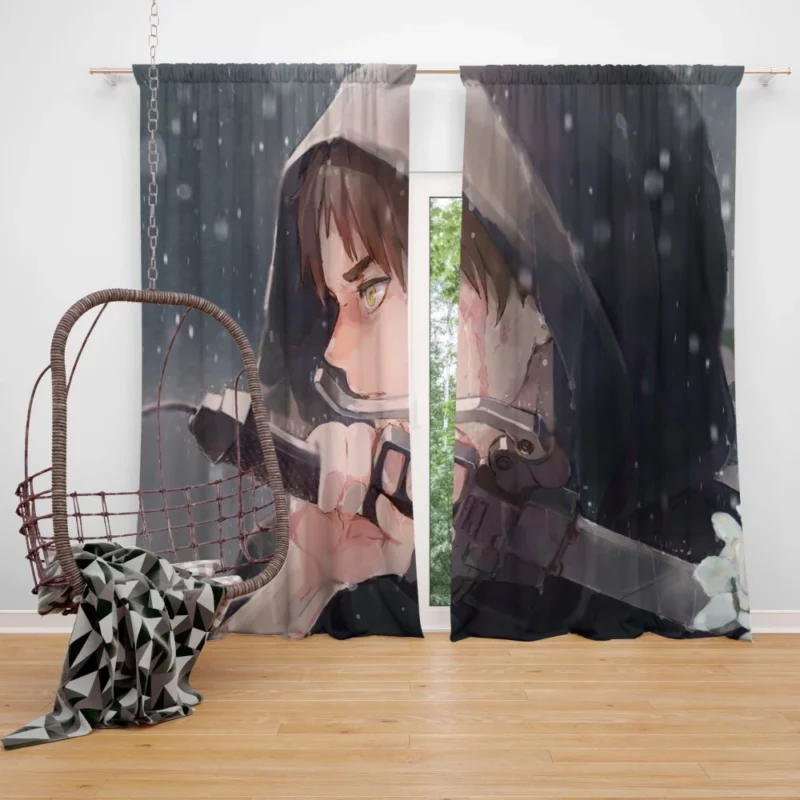 Eren Yeager Sword and Titan Anime Curtain