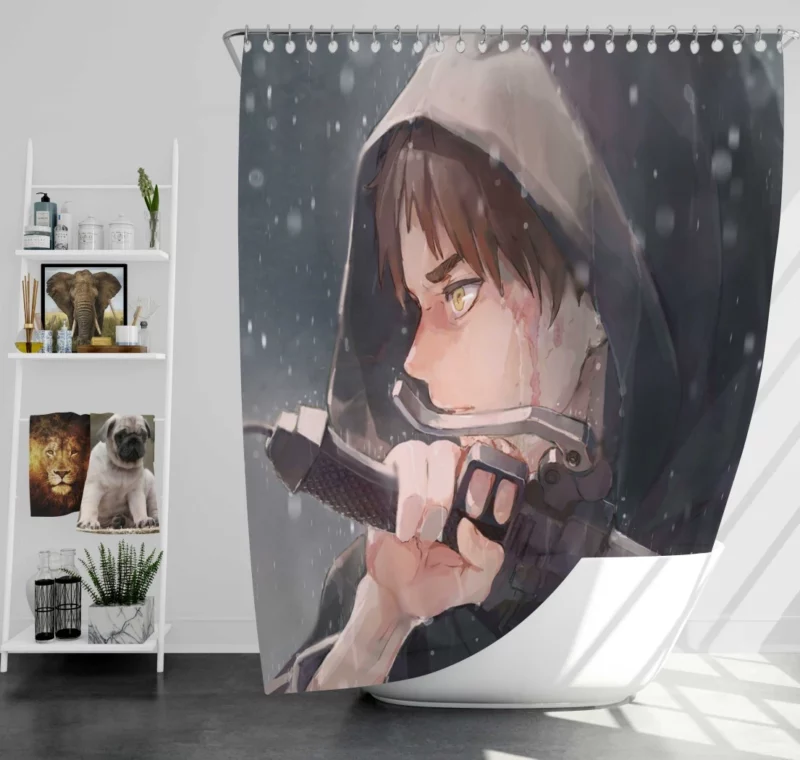 Eren Yeager Sword and Titan Anime Shower Curtain