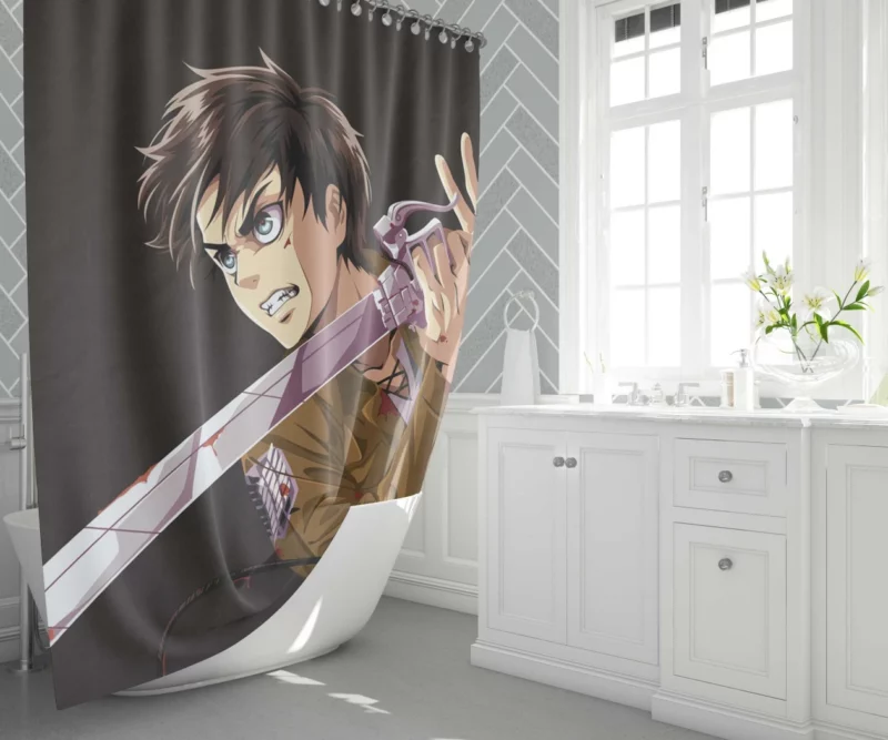 Eren Yeager Titan Determination Anime Shower Curtain 1