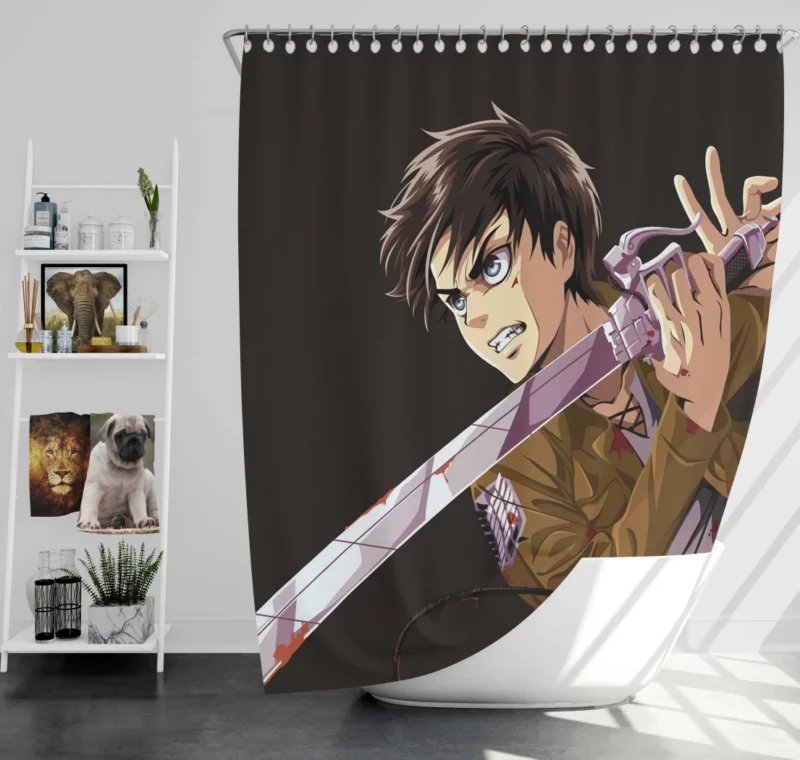 Eren Yeager Titan Determination Anime Shower Curtain