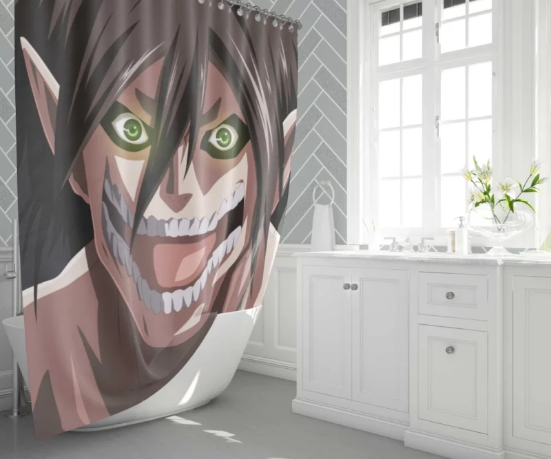 Eren Yeager Titan Might Anime Shower Curtain 1