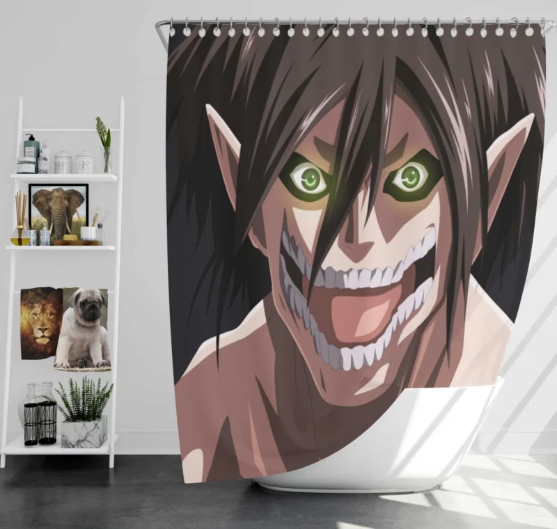 Eren Yeager Titan Might Anime Shower Curtain