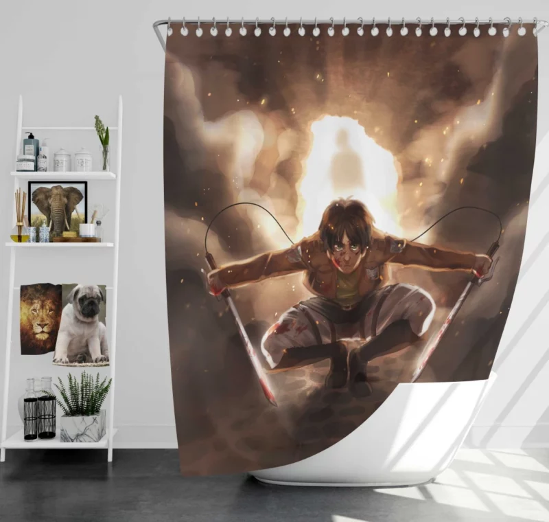 Eren Yeager Titan Rising Anime Shower Curtain