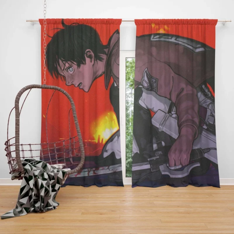 Eren Yeager Unstoppable Resolve Anime Curtain