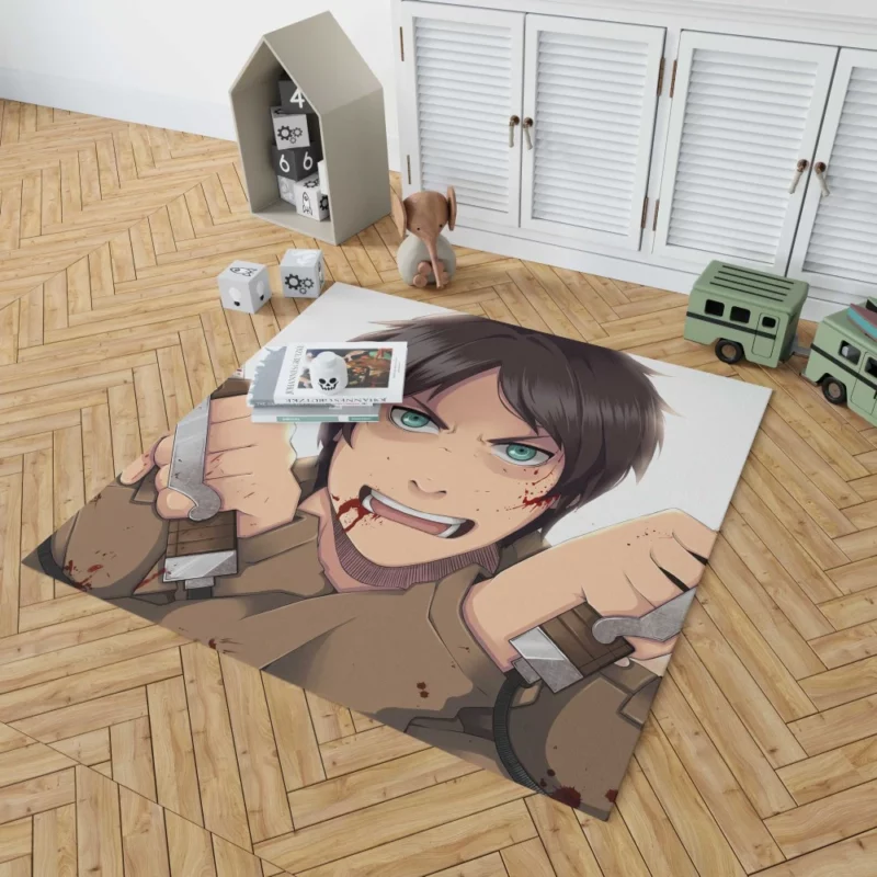 Eren Yeager Unyielding Resolve Anime Rug 1