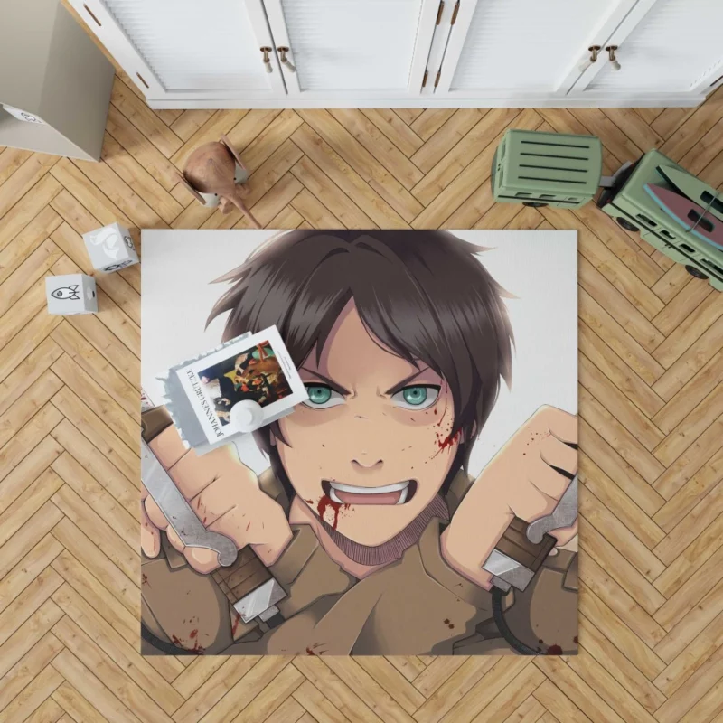 Eren Yeager Unyielding Resolve Anime Rug