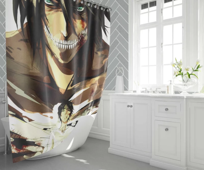 Eren Yeager Unyielding Will Anime Shower Curtain 1
