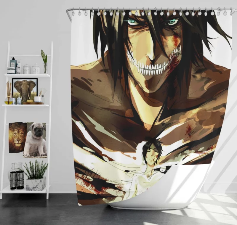 Eren Yeager Unyielding Will Anime Shower Curtain