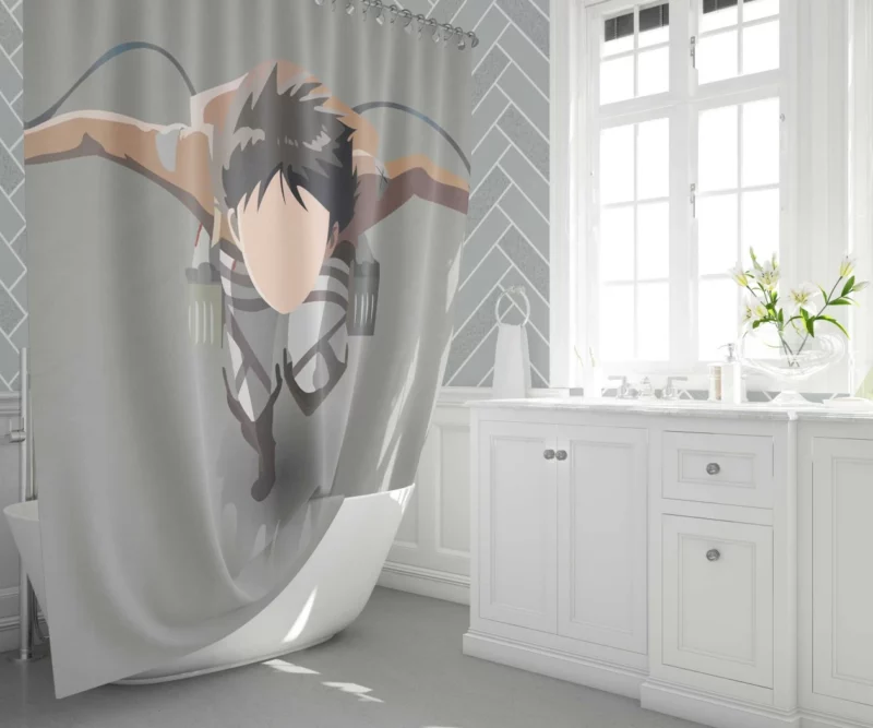 Eren Yeager Warrior Determination Anime Shower Curtain 1