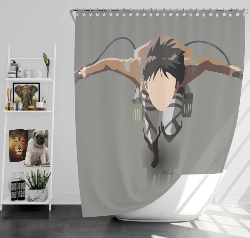 Eren Yeager Warrior Determination Anime Shower Curtain