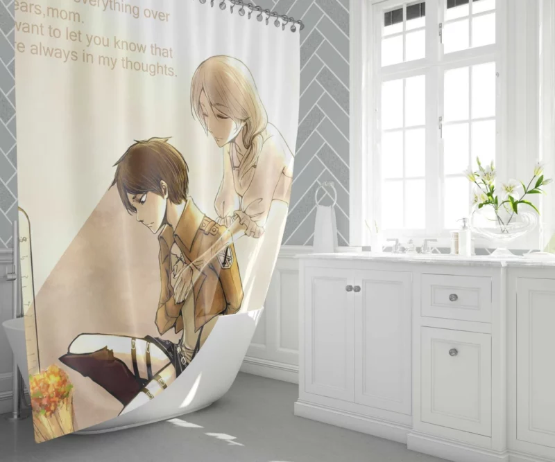 Eren and Carla Family Ties Anime Shower Curtain 1