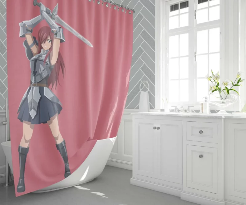 Erza Resilience Warrior Quest Anime Shower Curtain 1