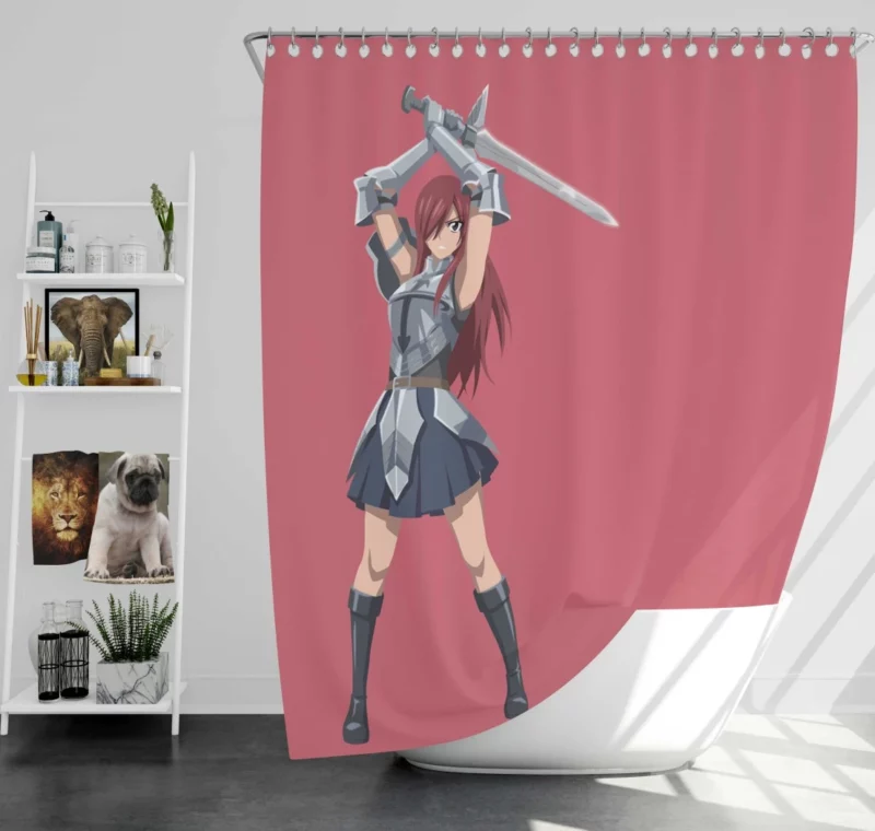 Erza Resilience Warrior Quest Anime Shower Curtain