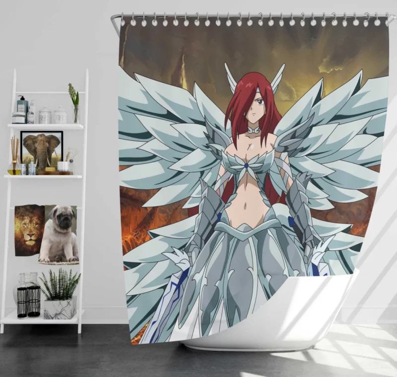 Erza Scarlet Destruction Unleashed Anime Shower Curtain