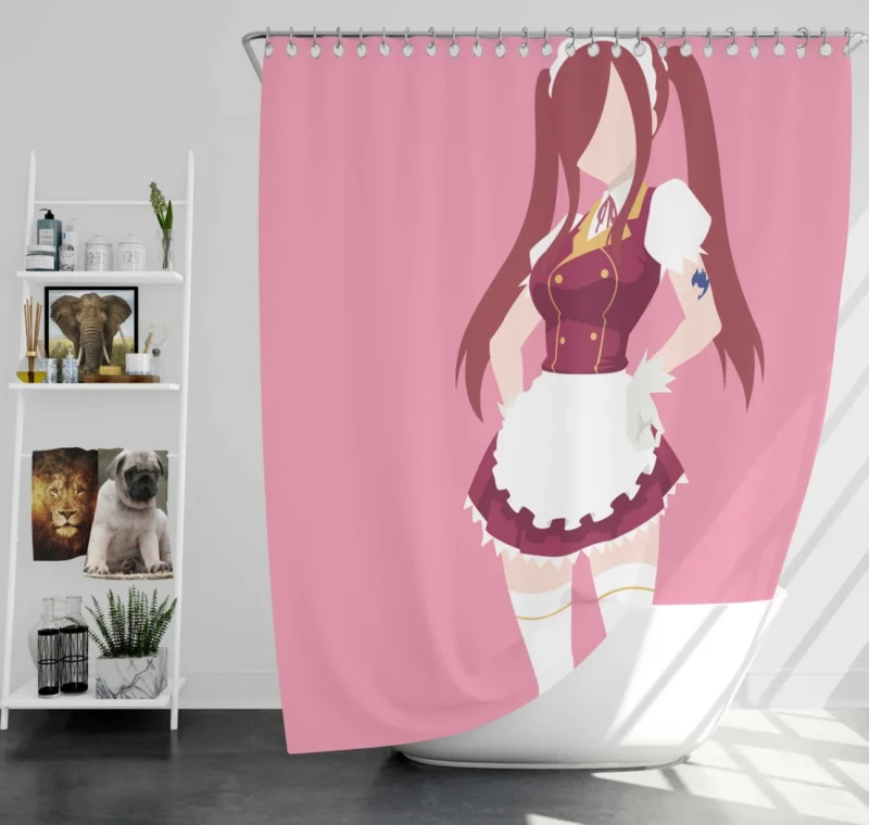 Erza Scarlet Fierce Warrior Anime Shower Curtain