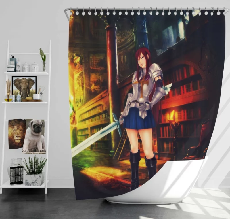 Erza Scarlet Legendary Warrior Anime Shower Curtain