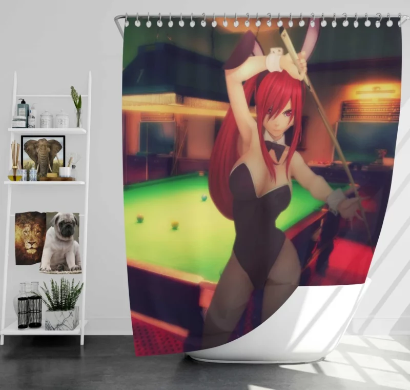 Erza Scarlet Master of Snooker Anime Shower Curtain